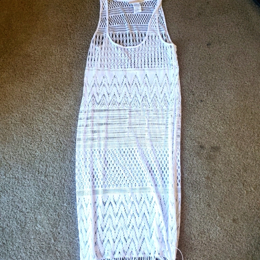 White crochet swimsuit cover